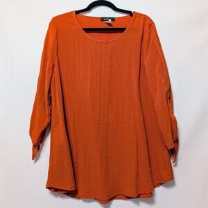 Women's Large Long sleeve Burnt Orange Sienna Blouse Yushi